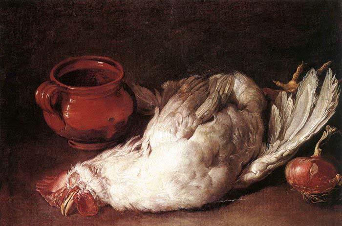 CERUTI, Giacomo Still-Life with Hen, Onion and Pot France oil painting art